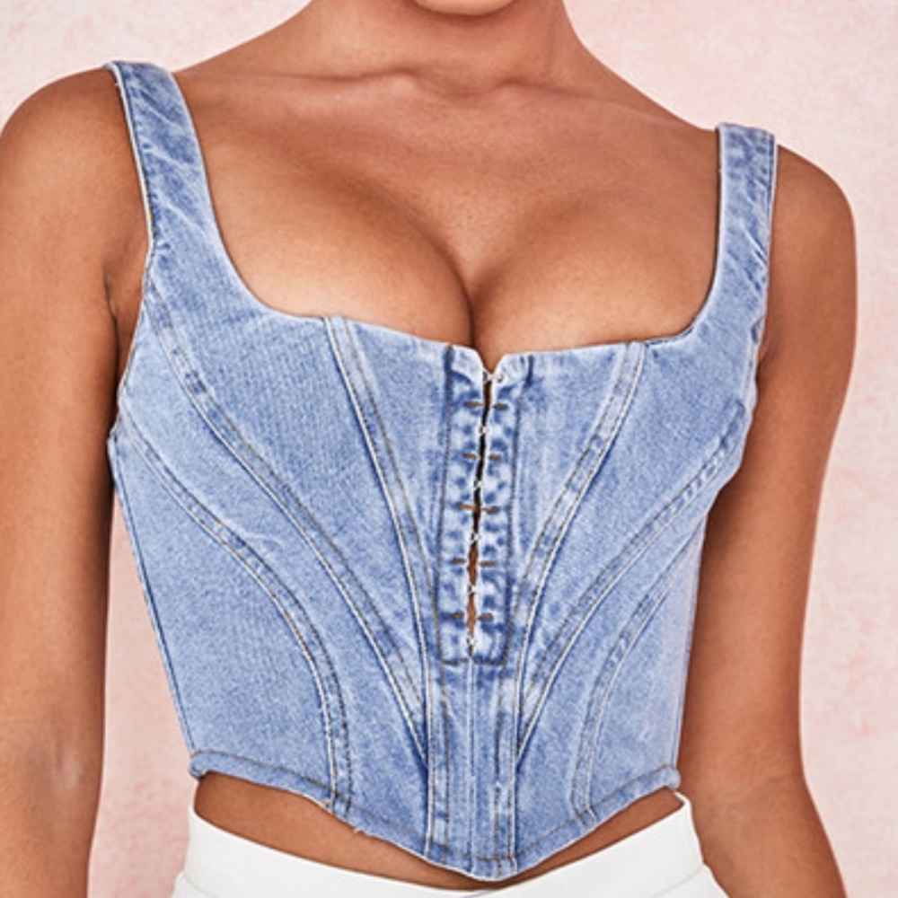House of CB “Sibille” Demin Corset Top.